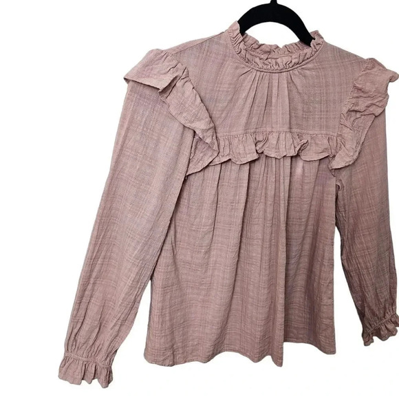 Universal Thread Pink Mauve Women's Ruffle Long Sleeve Blouse - Picture 6 of 9